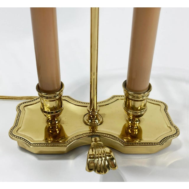 Metal Vintage French Style Brass Bouillotte Table Lamp W Metal Tole Shade For Sale - Image 7 of 9