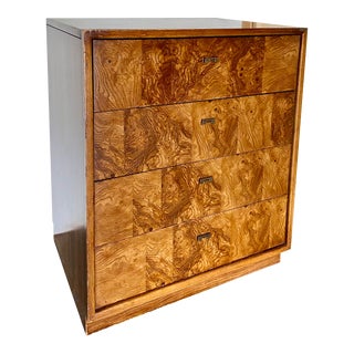 Mid Century Edward Wormley Drexel Burl Wood Nightstand Side Table For Sale