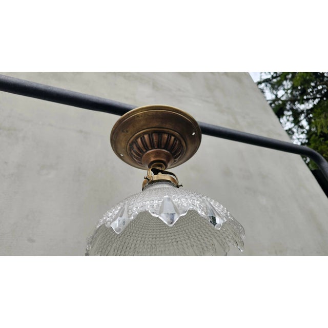 Metal Pre-War Brass Ceiling Lamp, 1920s For Sale - Image 7 of 8
