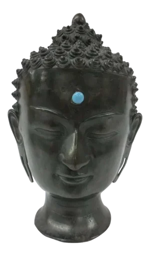 Late 19th Century Head of Sakya-Muni, Gautama Buddha Cast Bronze Sculpture
