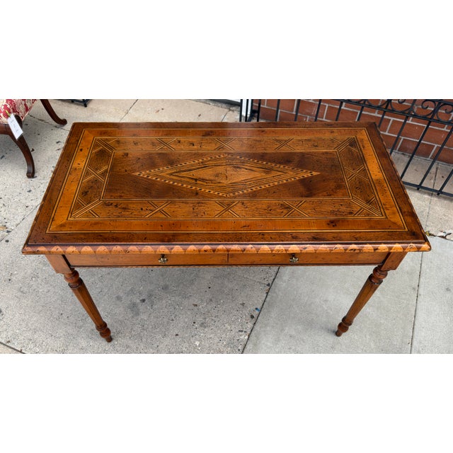 Wood 18c Style Francesco Molon for Giemme Fruitwood Inlaid Writing Table Desk For Sale - Image 7 of 8