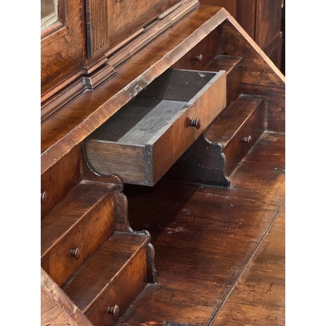 Early 18th Century Dutch Baroque Burl Walnut Drop-Front Secretary Desk For Sale - Image 9 of 18