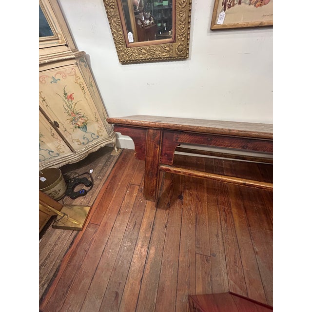 Large 19th Century Sturdy Rustic Elm Bench For Sale - Image 10 of 16