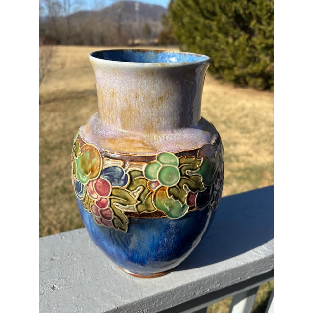 Royal Doulton England - Late 19th C. Floral Relief Stoneware 10" Vase For Sale - Image 6 of 11