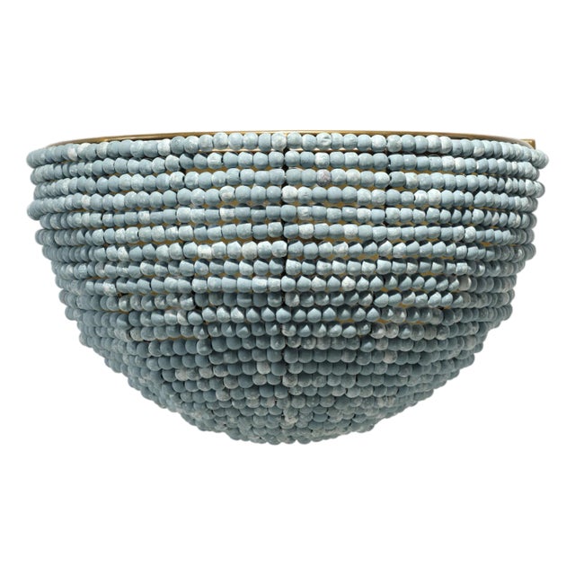Jamie Young Barnacle 1-Light Beaded Demi Lune Wall Sconce, Blue For Sale