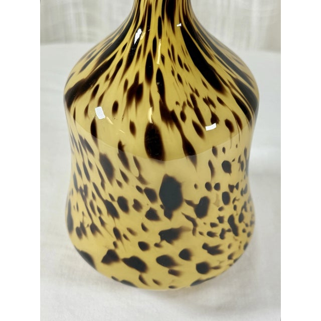 Venini Vintage Murano Style Tortoise Hand Blown Glass Art Vase For Sale - Image 4 of 10