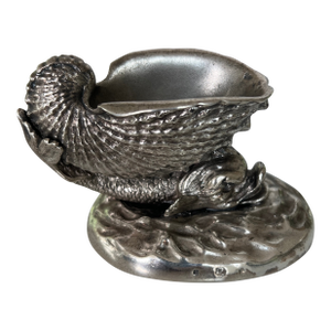 Antique Silver-Plated Salt Cellar by Elkington & Co., Featuring a Dolphin and Shell Design