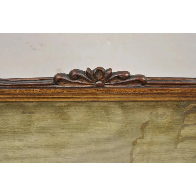 Late 19th Century Antique French Victorian Carved Walnut and Needlepoint Fireplace Screen For Sale - Image 5 of 12