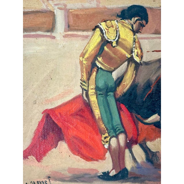 Set of 3 Mid-Century Bullfighting Oil Paintings Signed J. Yepez. For Sale - Image 12 of 12