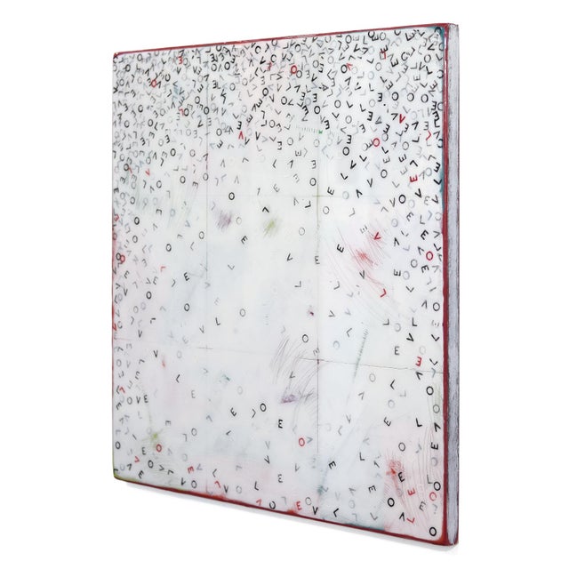 Contemporary Heartfelt Love Letter - Original Minimalist Abstract Mixed Media Resin Painting on Wood Panel by Ricky Hunt For Sale - Image 3 of 9