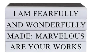 Decorative Books - Quote Book Stack - "Wonderfully Made"