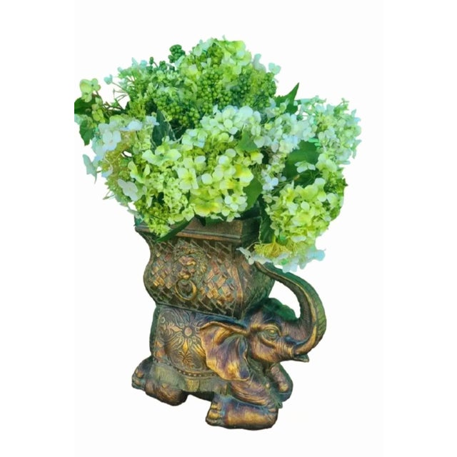 Vintage Large Antique Gold Sitting Elephant Large Planter Pot For Sale In West Palm - Image 6 of 7