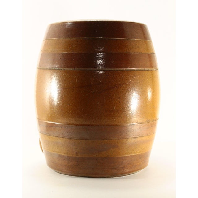 19th Century Brown Glazed Stoneware Cooler Dispenser, Barrel Shape, England For Sale - Image 11 of 12