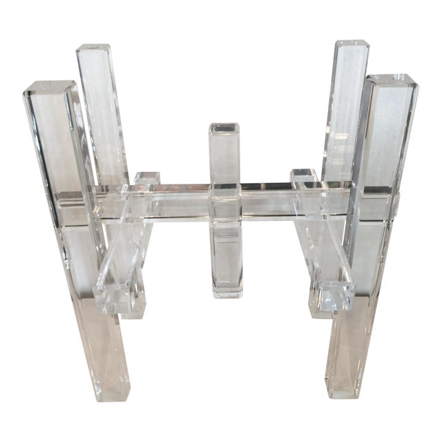 Vintage Lucite Skyscraper Geometric Side Table For Sale