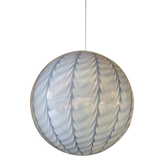 Venetian Blue and Milky-White Murano Glass Pendant Light by Simoeng For Sale - Image 9 of 9