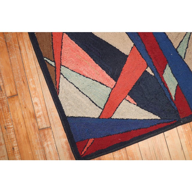 Mid 20th Century Zabihi Collection American Hooked Abstract Scatter Square Rug For Sale - Image 5 of 8