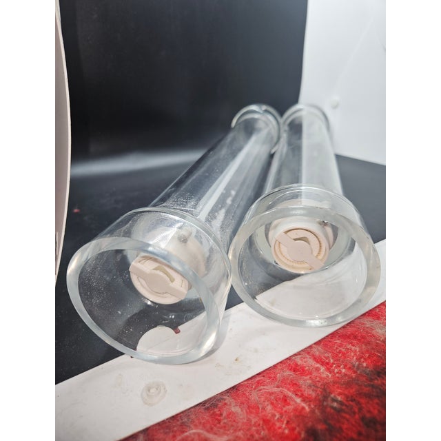 Contemporary Sigi Vintage Clear Salt & Pepper Grinder Mills Italy 16" 1 Pair For Sale - Image 3 of 3