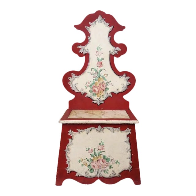 Vintage Italian Painted Hall Seat Chair Storage For Sale