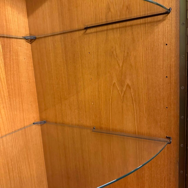 Nathan Furniture Nathan Squares Vintage Teak Curved Glass Corner Cabinet For Sale - Image 4 of 12