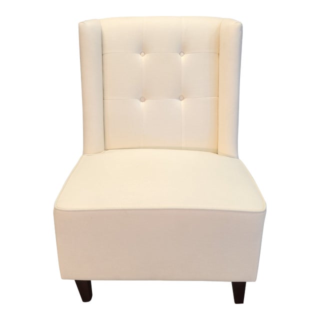 Late 20th Century White Armless Accent Chair For Sale