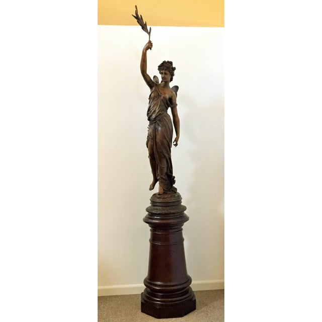 Art Nouveau Monumental Spanish Bronze Lady Sculpture by Barbediene Fundition For Sale - Image 3 of 4