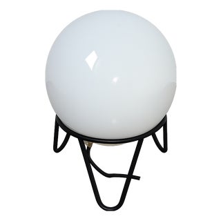 Vintage Metal and Frosted Glass Globe Lamp, 1980s For Sale