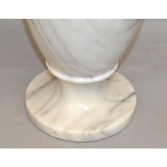 Art Deco Style 20th Century HandCarved Carrara Marble Vase Urn Vessel