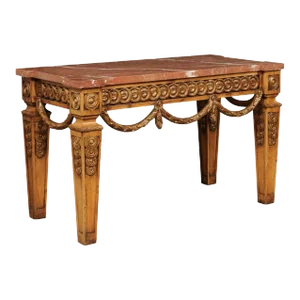 Mid 20th Century Marble Top Console Table w/Bold Presence