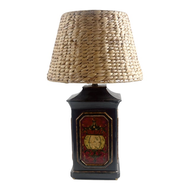 Pair of English Style Tole Cannister Lamps For Sale