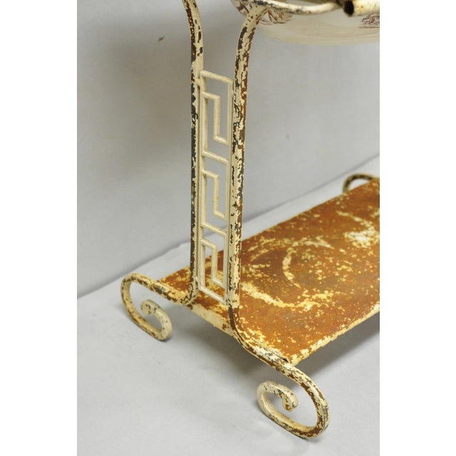 Late 19th Century Antique French Victorian Child's Wrought Iron Wash Stand W/ K&g Luneville Basin For Sale - Image 5 of 17