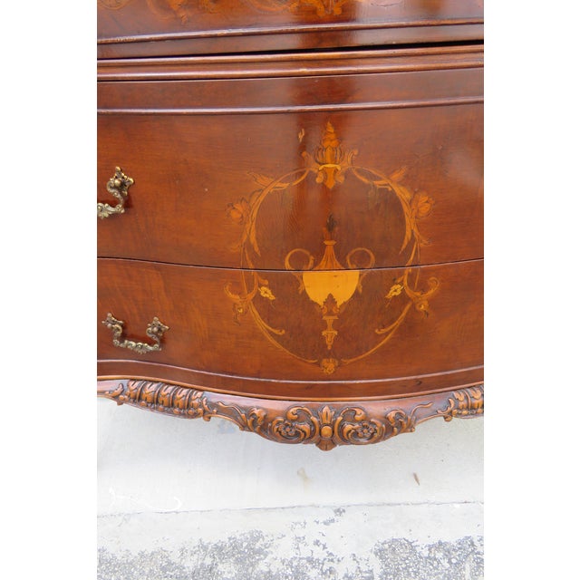 Early 1900s Homer Bros Tall Carved Inlay China Display Cabinet Cupboard 6136 For Sale - Image 10 of 18