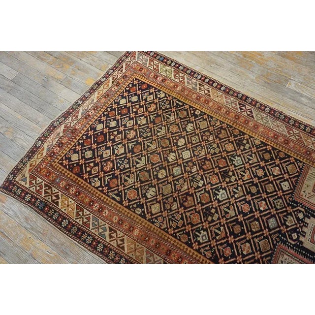 1890s Brown Geometric Antique Caucasian Shirvan Islamic Prayer Rug 3' X 5' Knotted Wool Carpet For Sale - Image 4 of 9