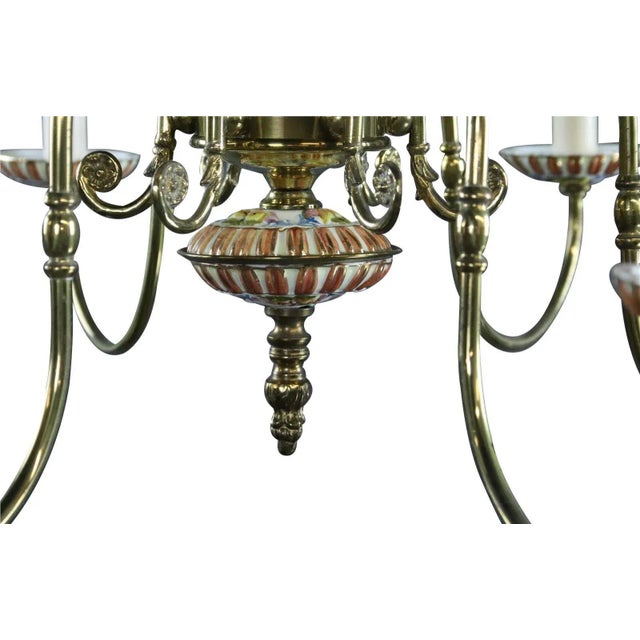 Italian Chandelier Pendant Capodimonte 1950 22-53 For Sale - Image 3 of 9