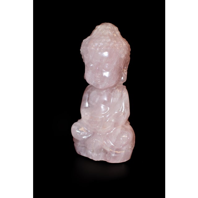 Natural Rose Quartz Baby Buddha Statue Hand Carved For Sale - Image 11 of 16