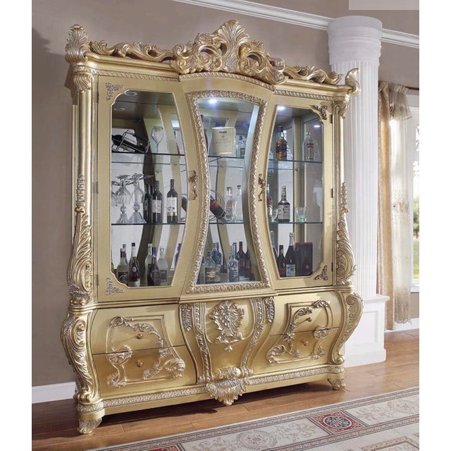 Wood Casa Milano Bellagio 12-Piece Luxury Gold Dining Collection For Sale - Image 7 of 12