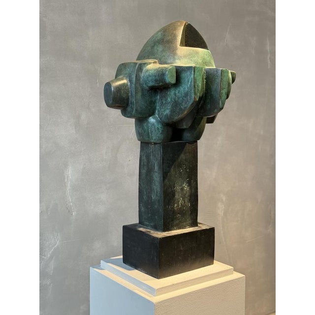 Metal Abstract Bronze Statue by Maurice Perrenoud For Sale - Image 7 of 7