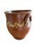 French Country Antique French Terracotta Pitcher Pot With Hand-Painted Swag Design For Sale - Image 3 of 9