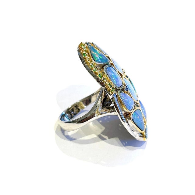 Bochic “Orient” Vintage Sapphire, Garant & Blue Opal Set In 18K Gold & Silver Natural Garant Natural Sapphire Natural Blue...