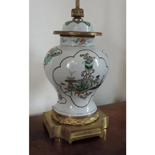 19th Century Chinese Famille Vert Porcelain Jar Vase Mounted in French Ormolu Lamp For Sale - Image 4 of 13
