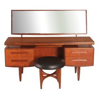 Mid-Century Teak Fresco Dressing Table and Stool from G-Plan, 1960s, Set of 2 For Sale