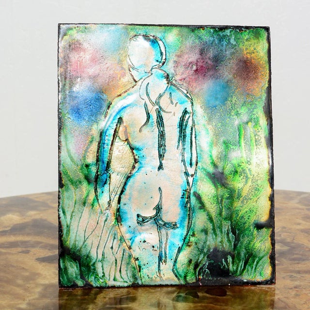 1950s Painting Female Nude Copper Enamel Art Studio Del Campo For Sale In San Diego - Image 6 of 8