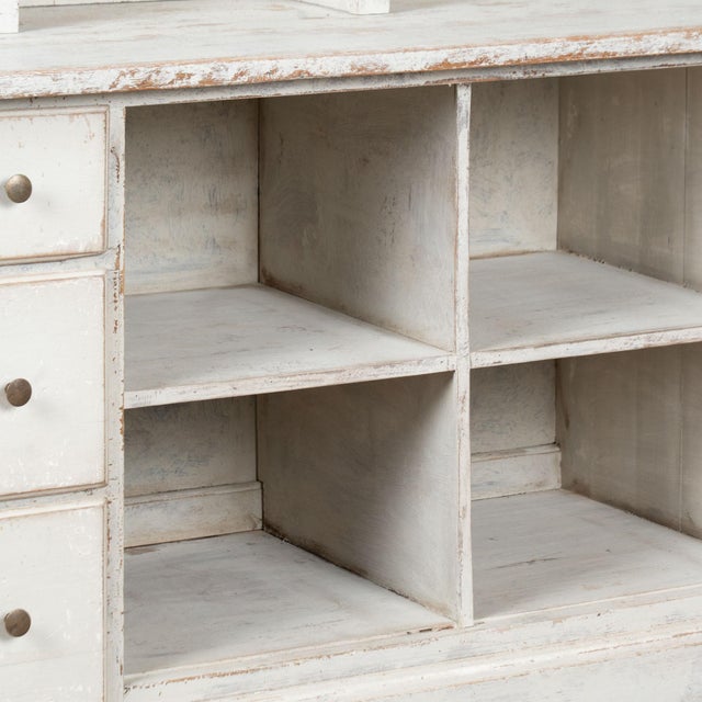 White 19th Century Large White Display Cabinet Bookcase Apothecary With 24 Drawers and Adjustable Shelves For Sale - Image 8 of 12