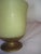 Metal Vintage Hollywood Regency Faux Alabaster Gold Ribbed Metal Pedestal Base Wastebasket For Sale - Image 7 of 10