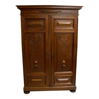 Vintage Armoire Constructed With Oak Veneers and Solids For Sale
