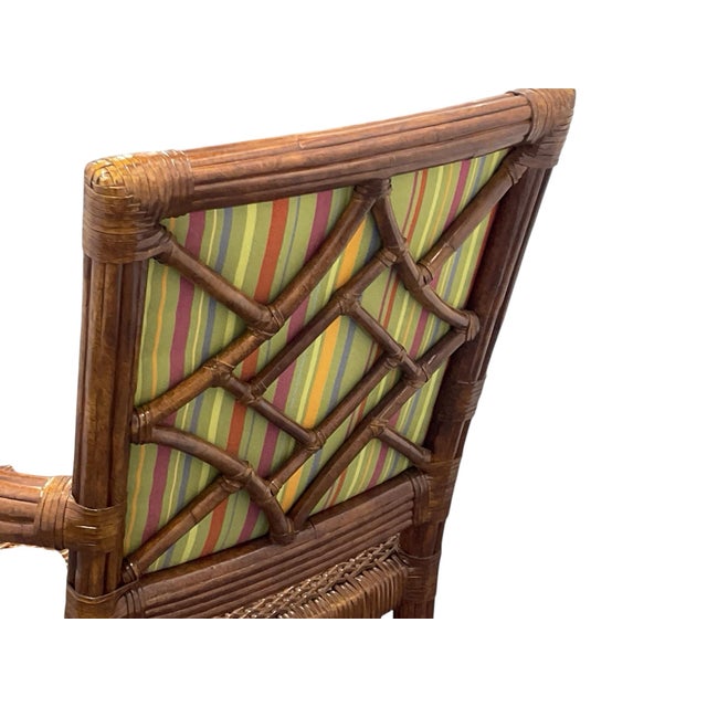 Lane Furniture Lane Venture Tradewinds Rattan Chippendale Dining Arm Chairs- Set of 6 For Sale - Image 4 of 12