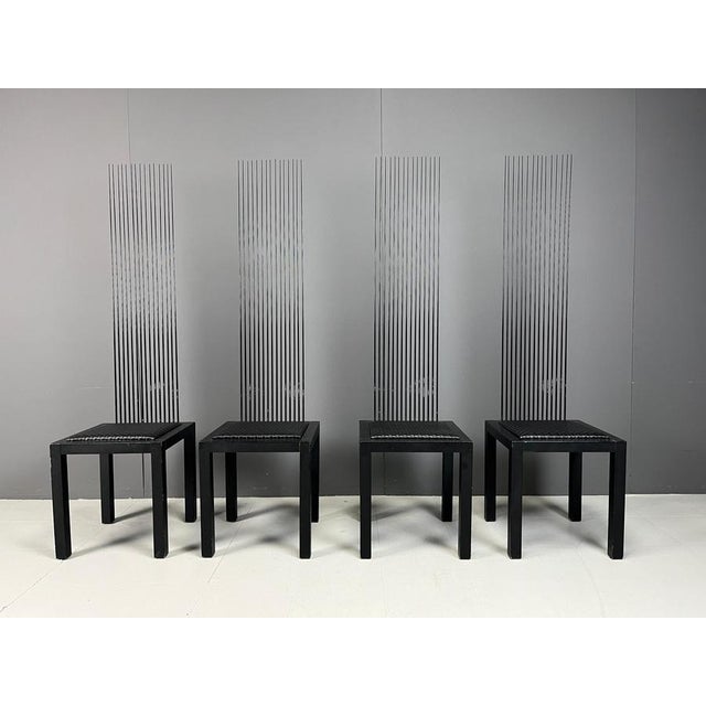 Vintage High-Back Dining Chairs, 1980s, Set of 4 For Sale - Image 11 of 12
