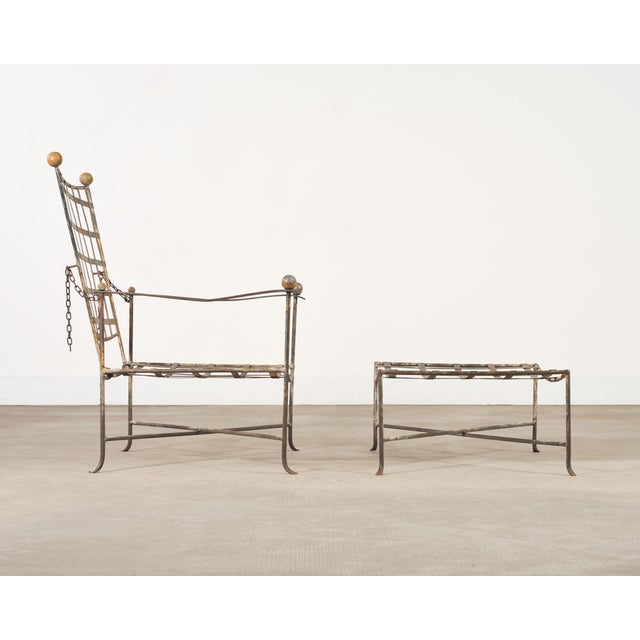 Mario Papperzini Amalfi Iron Garden Lounge Chair + Ottoman For Sale - Image 9 of 18