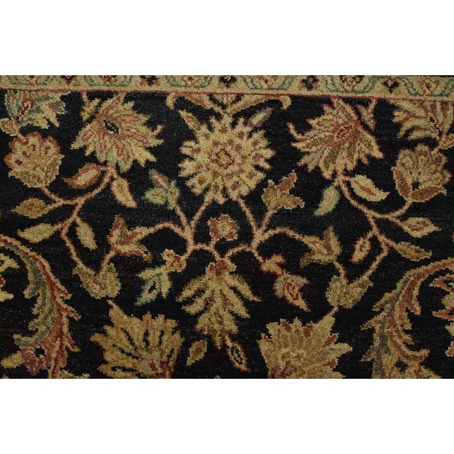 Black Agra Rug 4’2” X 6’3” Black Wool Hand-Knotted Oriental Carpet For Sale - Image 8 of 13