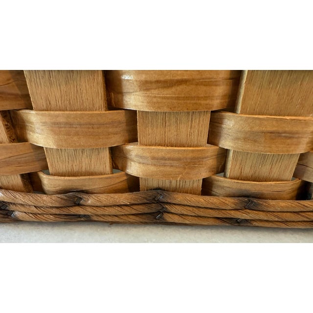 Vintage Woven Splint Wood Tissue Box Cover For Sale - Image 10 of 11