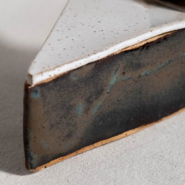 Late 20th Century Vintage Studio Pottery Ceramic Triangular Geometric Lidded Box For Sale - Image 10 of 12